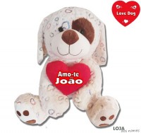 Cão Love Dog 40cm com nome 700DOGVAL02