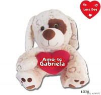 Cão Love Dog 30cm com nome 700DOGVAL03