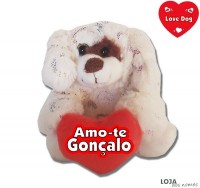 Cão Love Dog 12cm com nome 700DOGVAL05